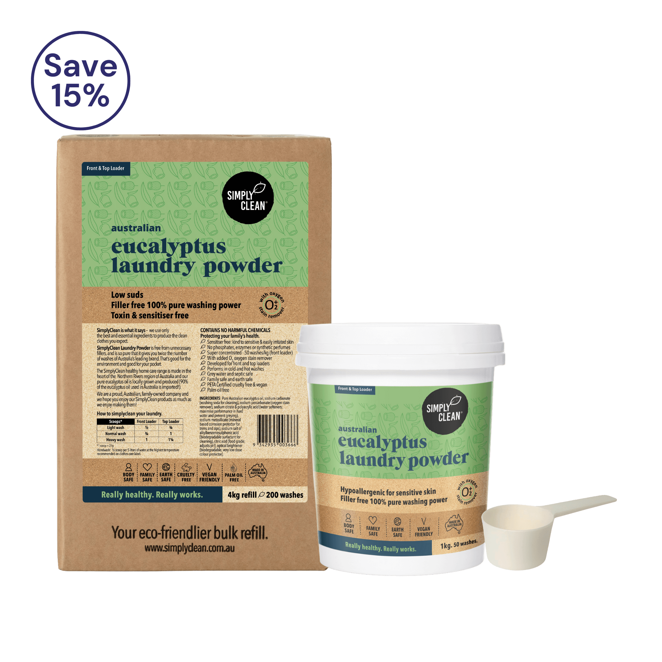 Eucalyptus Laundry Powder Refill Pack.