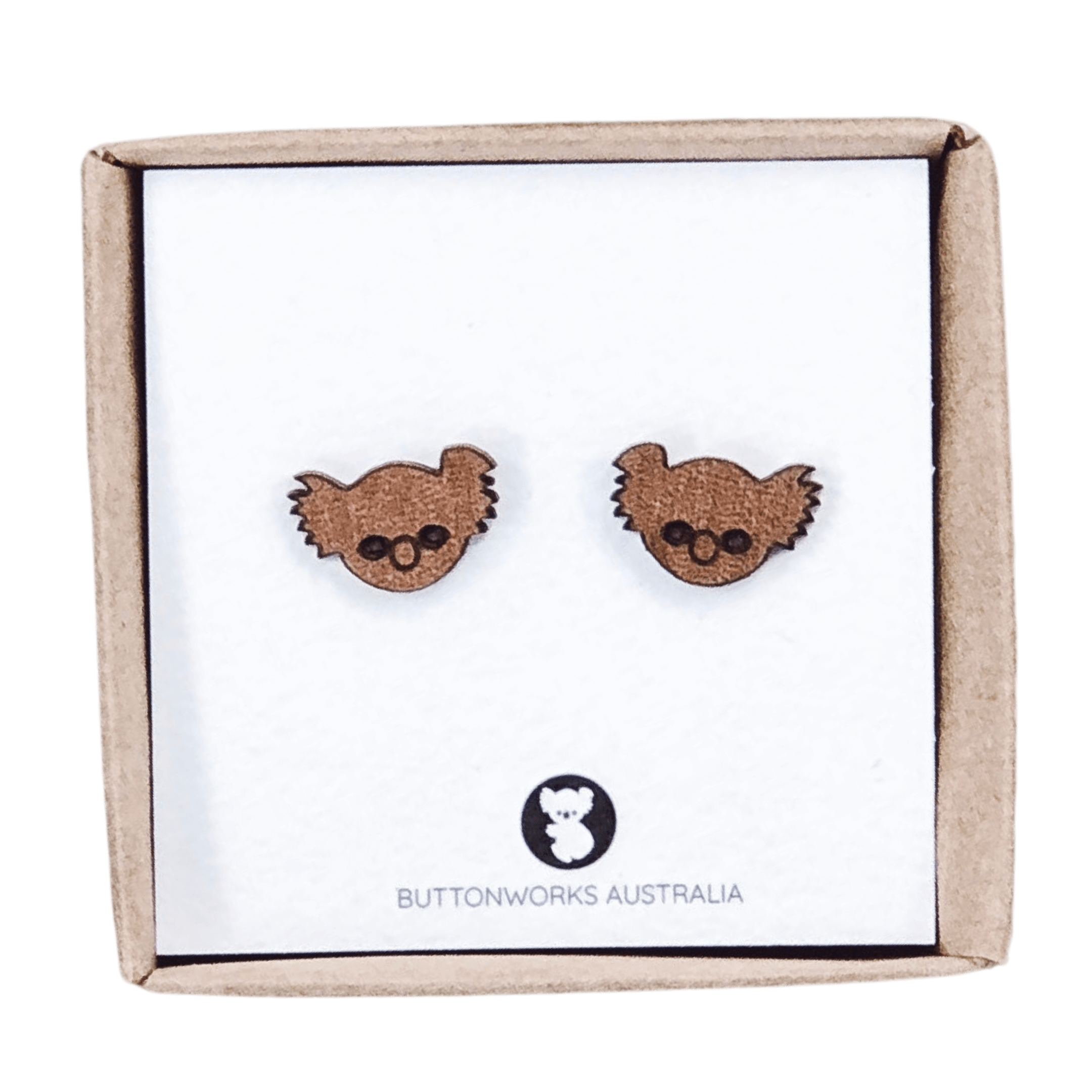 Koala Face Stud Earrings.