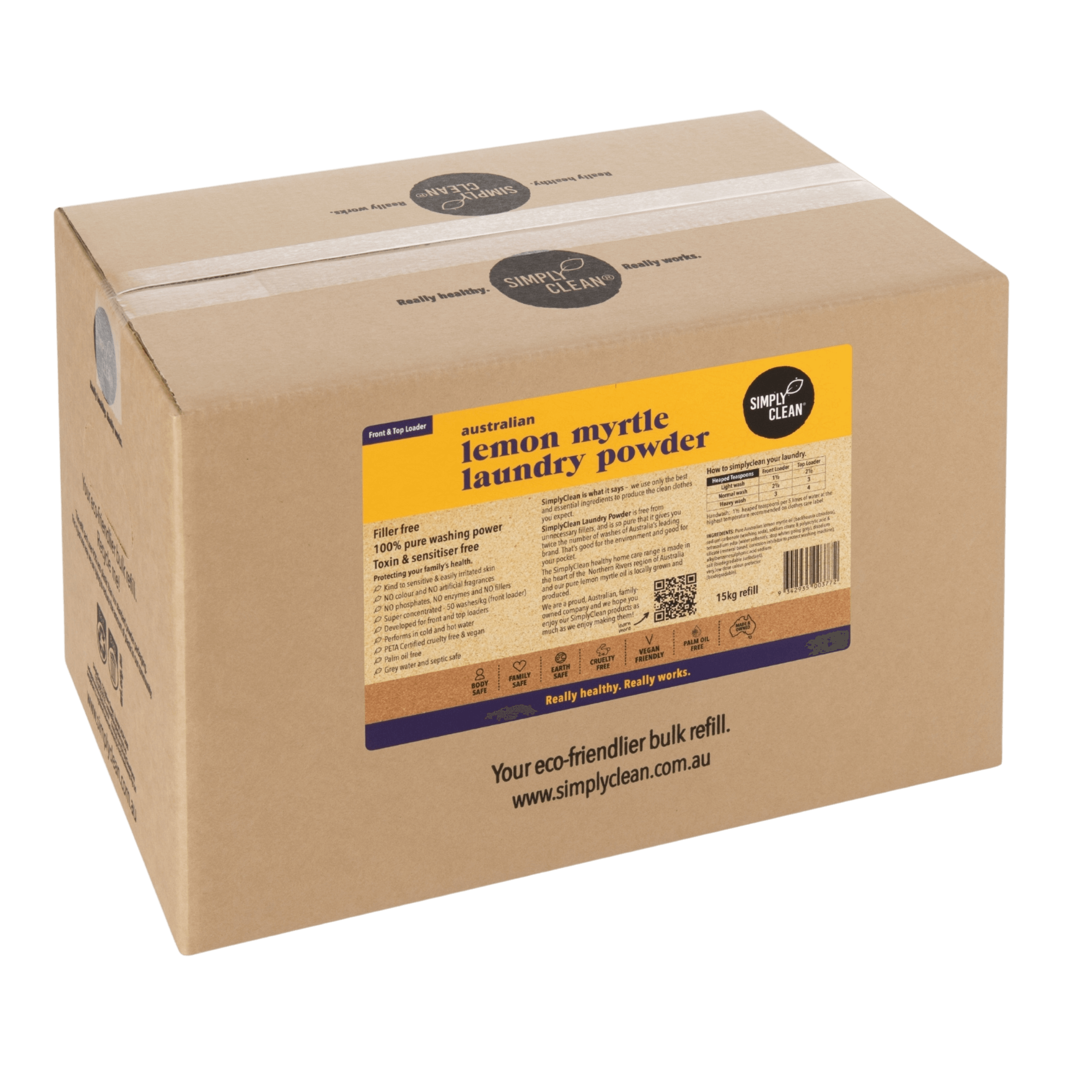 Lemon Myrtle Laundry Powder - 15kg Bulk BOX  = 750 washes.