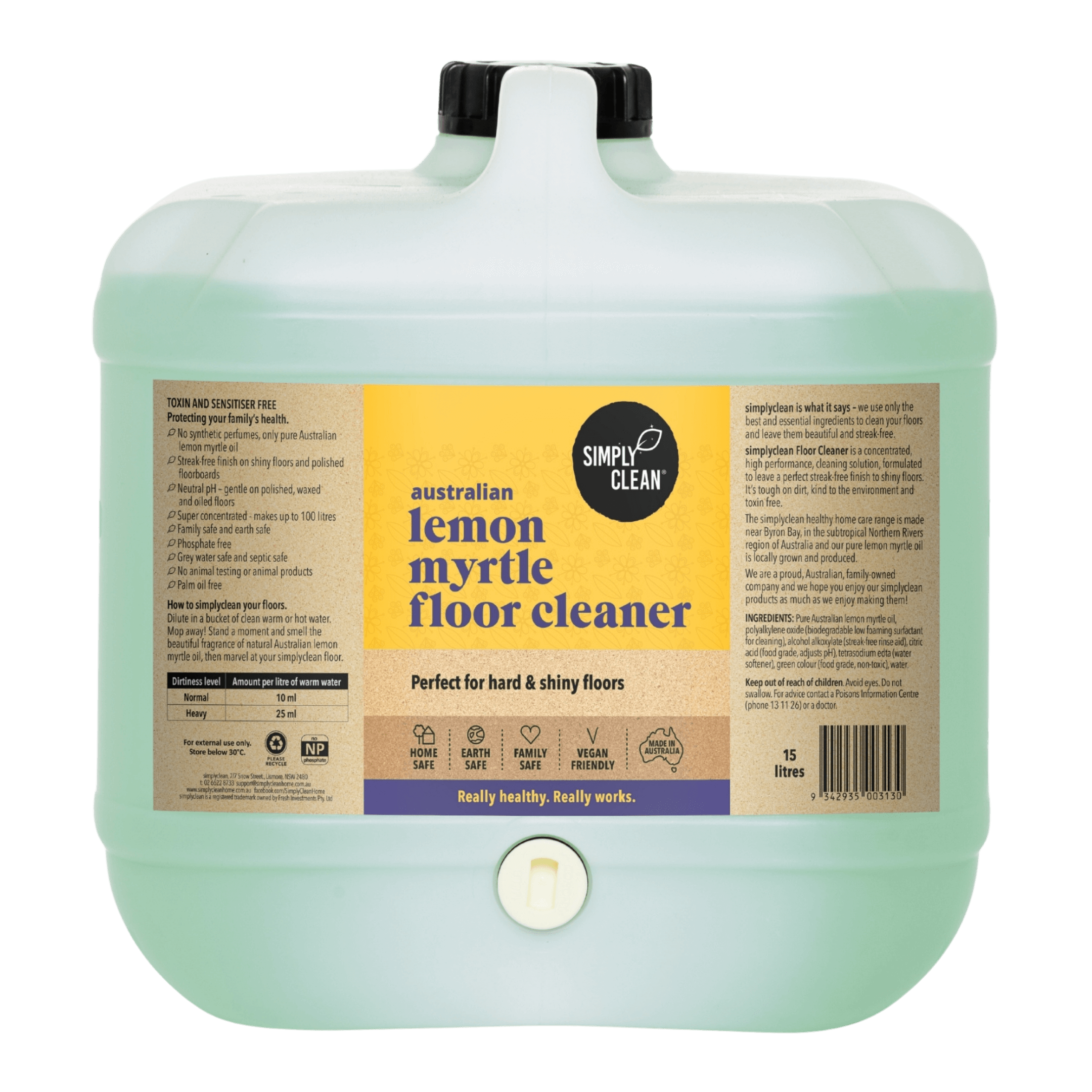 Lemon Myrtle Floor Cleaner Concentrate - 15 Litres Bulk.