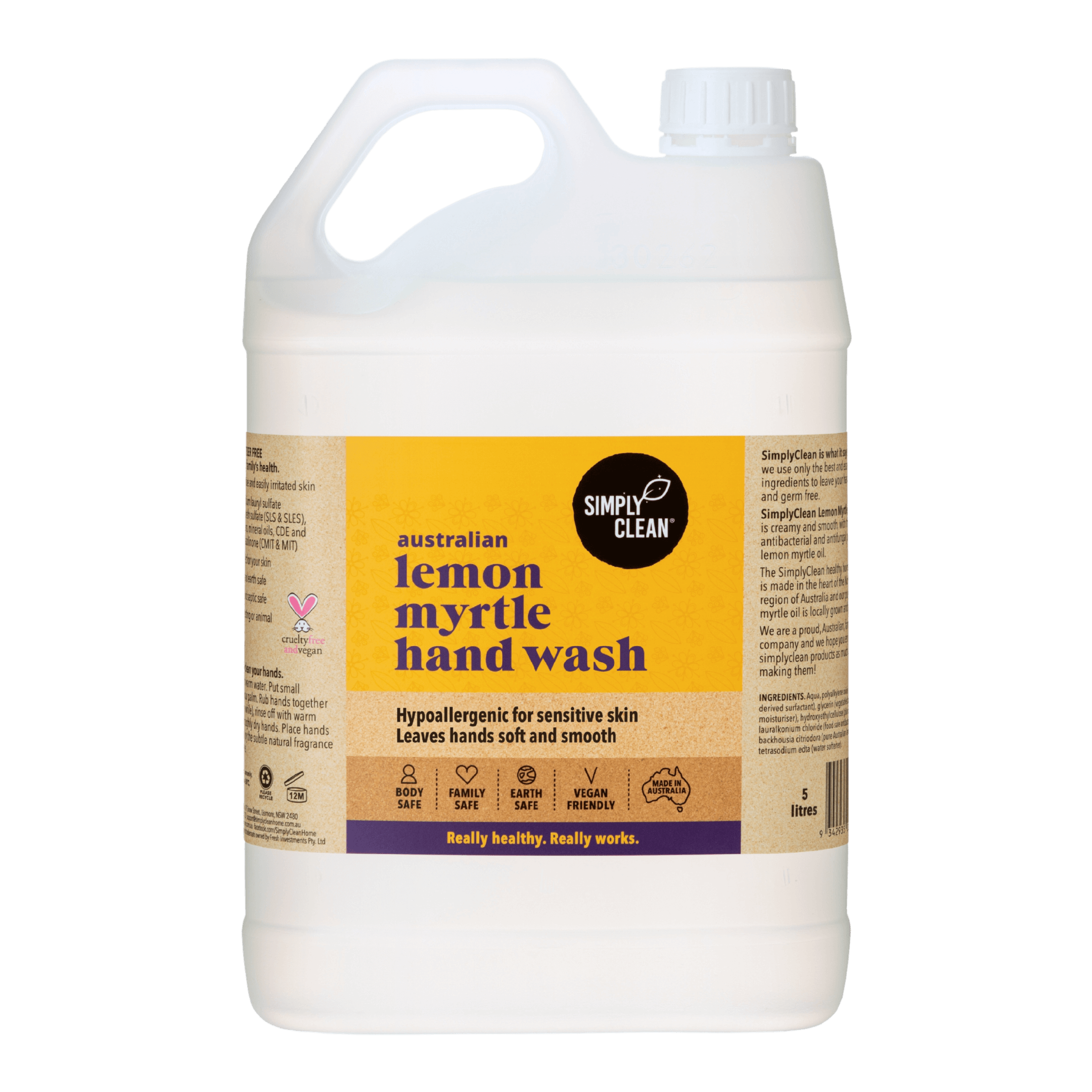 Lemon Myrtle Hand Wash - 5 Litres Bulk.