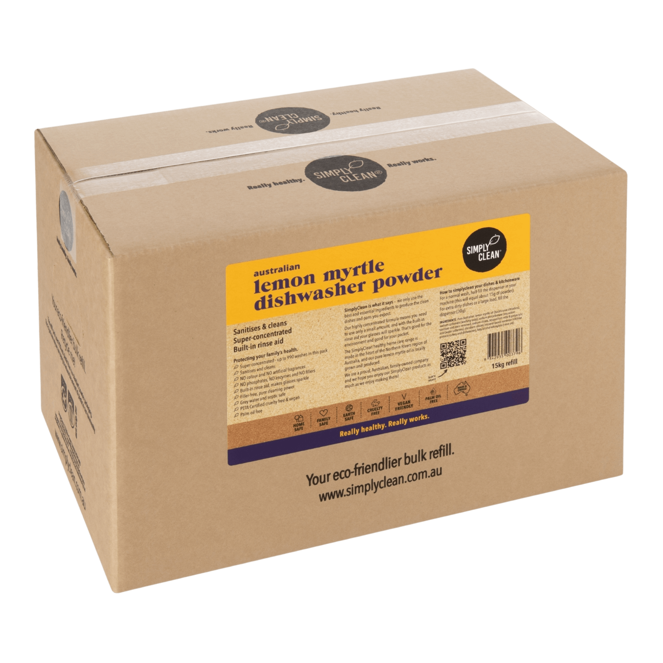 Lemon Myrtle Dishwasher Powder - 15kg Bulk BOX.