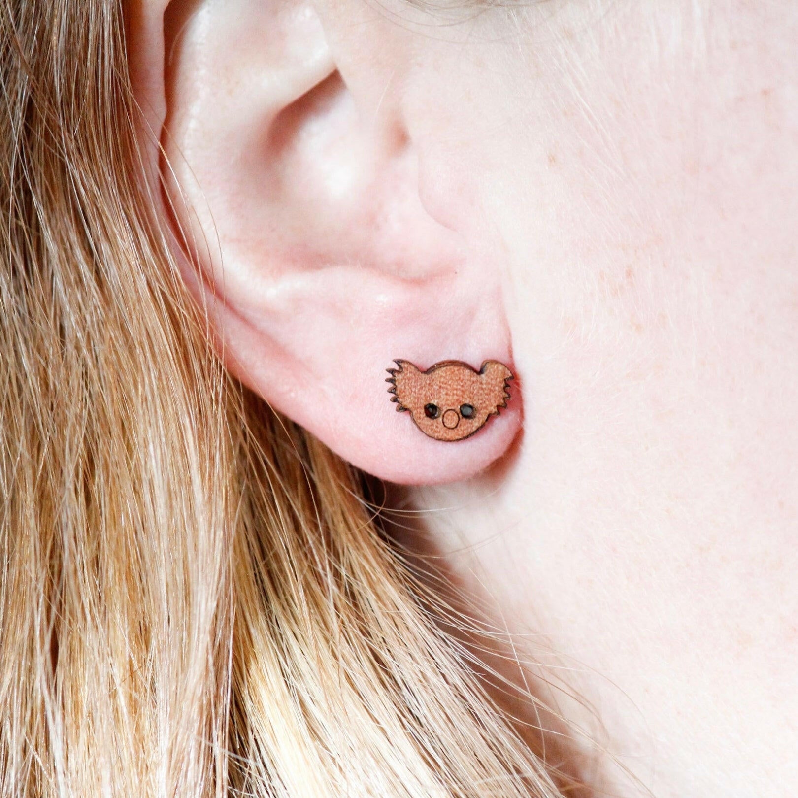 Koala Face Stud Earrings.