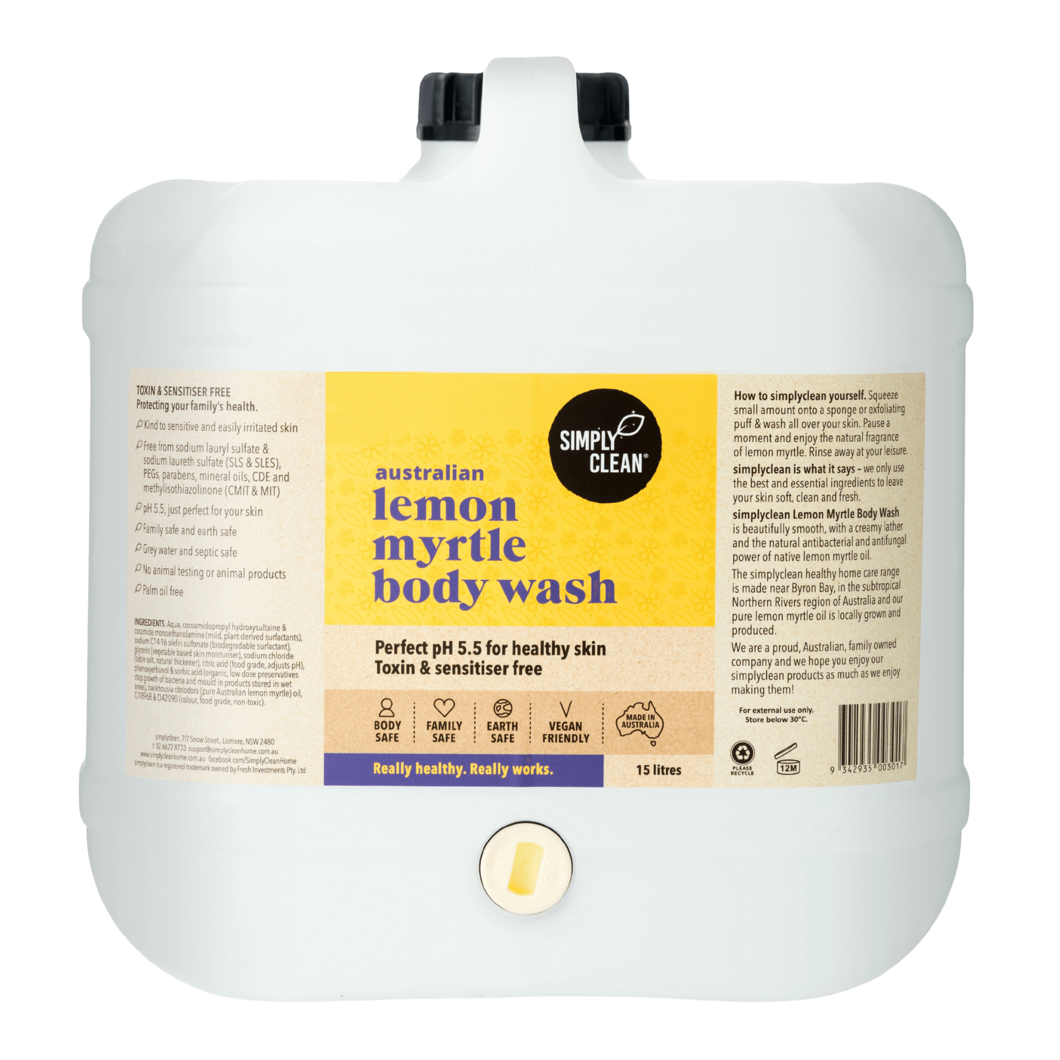 Lemon Myrtle Body Wash - 15 Litres Bulk.