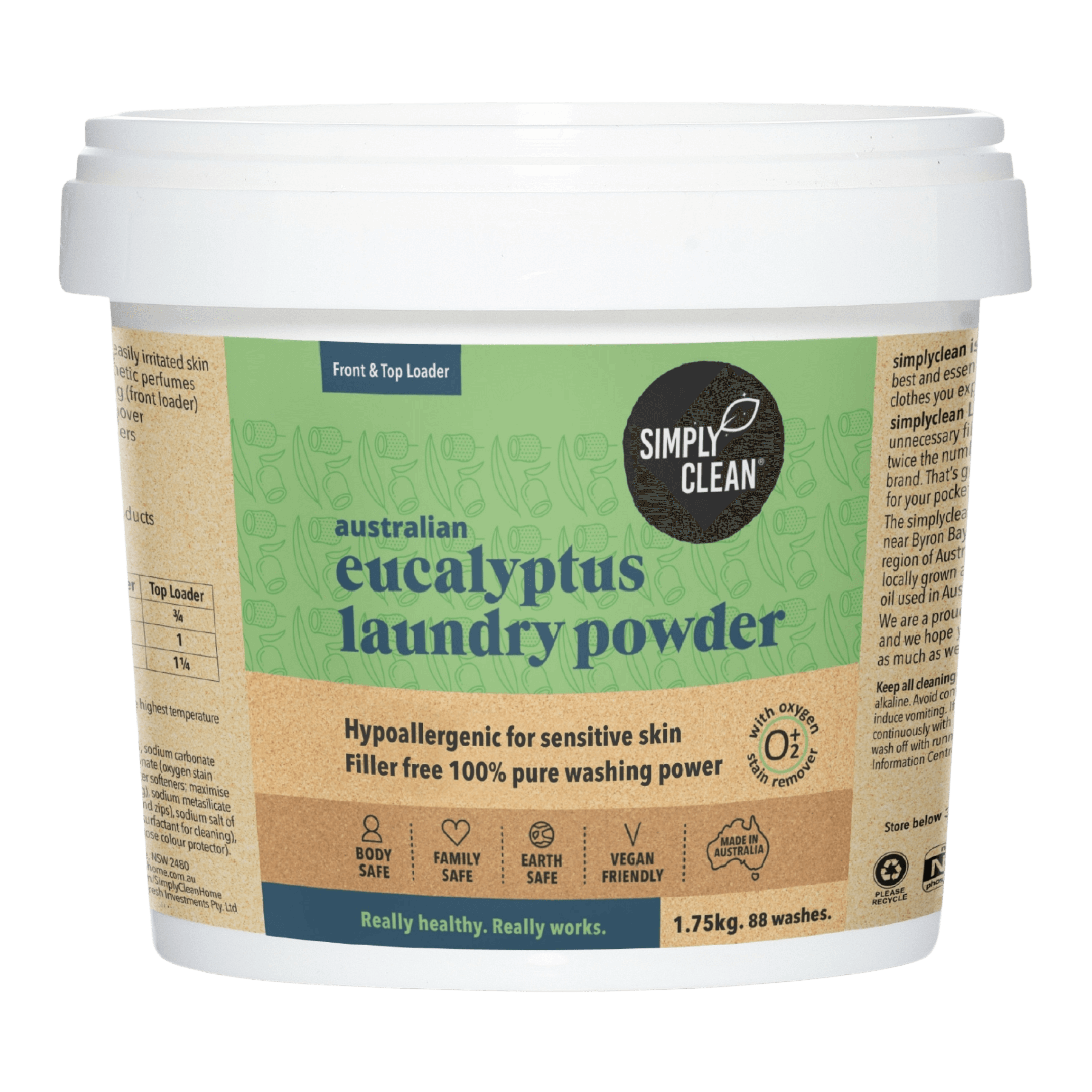 Eucalyptus Laundry Powder - 15kg Bulk PAIL = 750 washes.