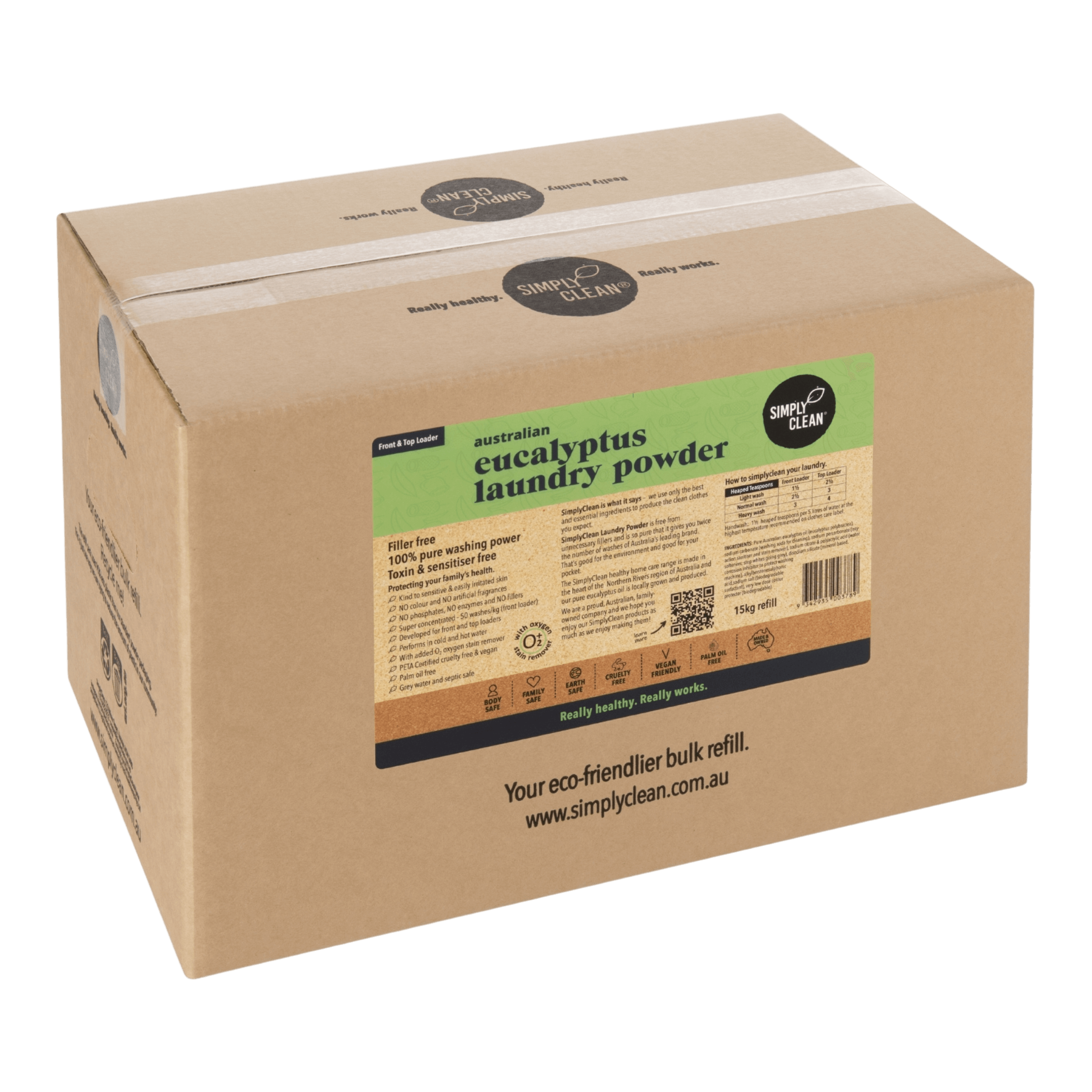 Eucalyptus Laundry Powder - 15kg Bulk BOX = 750 washes.