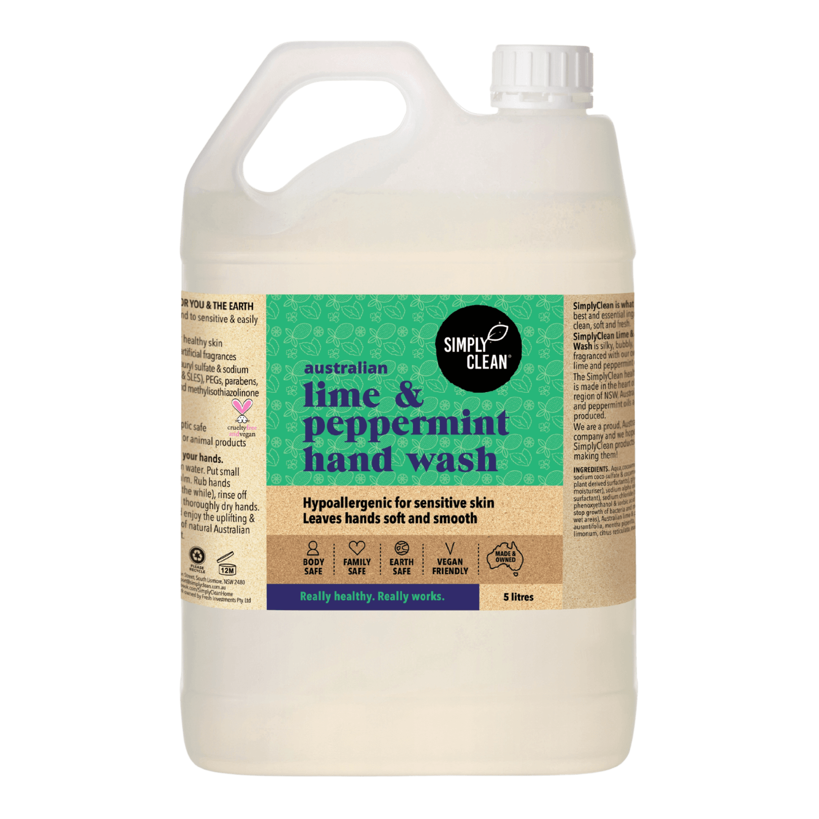 Lime & Peppermint Hand Wash 5 Litres Bulk.
