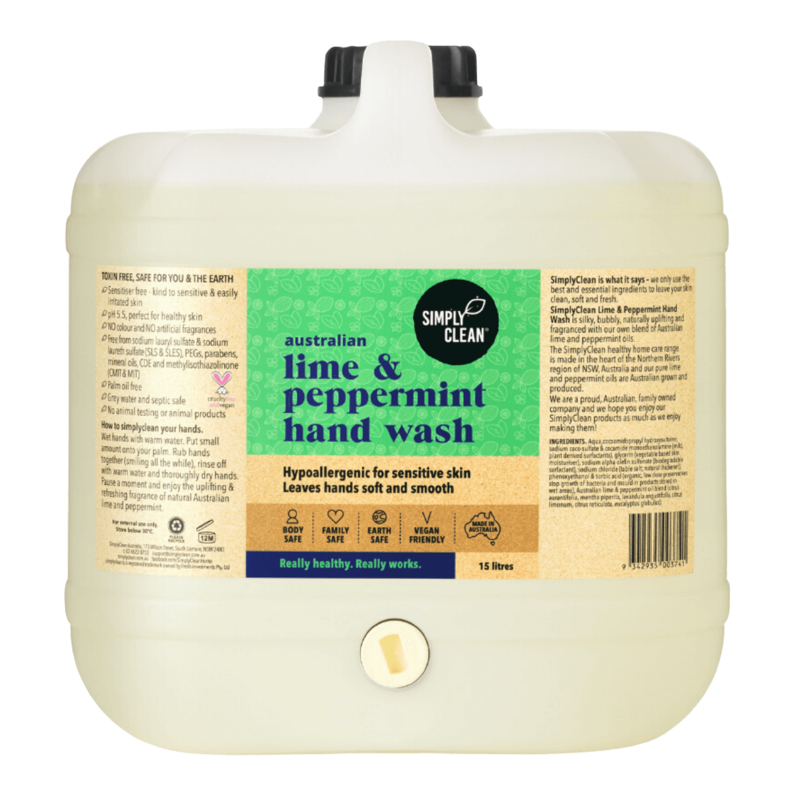 Lime & Peppermint Hand Wash 15 Litres Bulk.